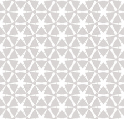 Fototapeta premium Subtle gray vector geometric seamless pattern with snowflakes, triangles, grid
