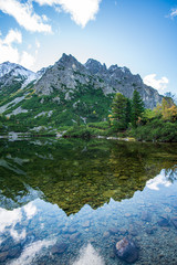 Naklejka na ściany i meble slovakia Tatra mountain lakes in misty weather
