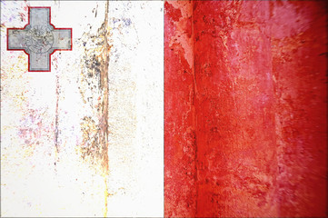 Flag of Malta, wooden background, dirty.