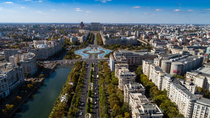 Fototapeta premium Aerial footage of Bucharest downtown