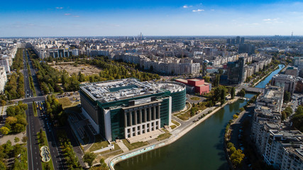 Fototapeta na wymiar Aerial footage of Bucharest downtown