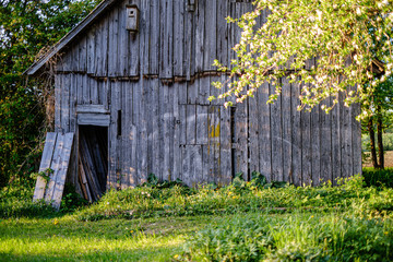 old wooden plank building structure in countryside