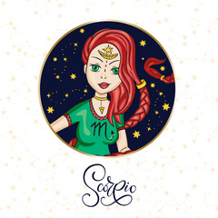 Zodiac Girl Vector Sign.