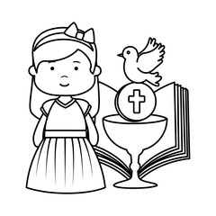 little girl with bible and chalice first communion