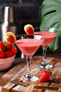 Sweet summer strawberry alcoholic cocktail