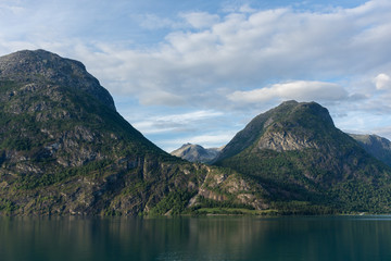 Norwegian landscape, lake and mountains