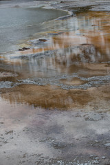 Bacteria, a geothermal feature in Midway Geyser Basin, Yellowstone National Park, Wyoming. Taken during mid-May in the afternoon.