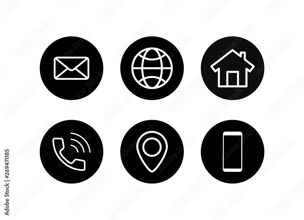 Poster web icon set. contact us set of navigation buttons