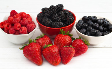 Fruits of the Forest Berries on a Wood Table