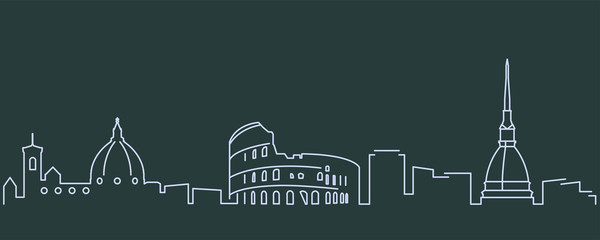 Italy Simple Line Skyline and Landmark Silhouettes © pabloprat
