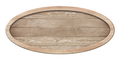 Oval board made of natural wood and with bright frame