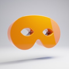 Volumetric glossy hot orange Mask icon isolated on white background.