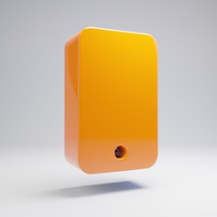 Volumetric glossy hot orange Smartphone icon isolated on white background.