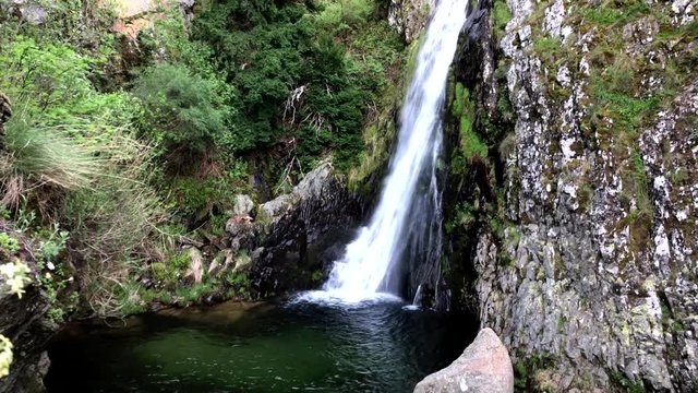 Beautiful Waterfall called Poco do Inferno (Hell Pit) in Manteigas, Serra da Estrela in Portugal