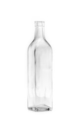 Transparent glass vintage boho style distorted bottle on a white background