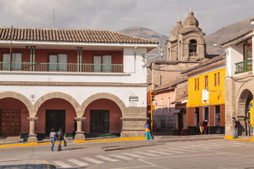 Fototapeta na wymiar Arcs in Ayacucho downtown in Peru