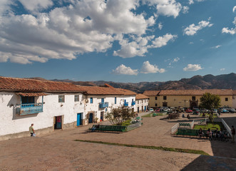 Paroramic view of San Blas Square in Cuzco, Peru.