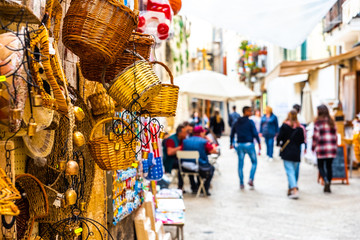 Obraz na płótnie Canvas Bari, Italy - March 10, 2019: Street market for the inhabitants and tourists who walk the streets of Bari.