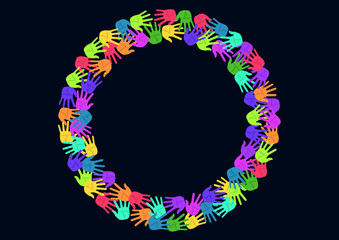 Circle, Ring Frame color handprints