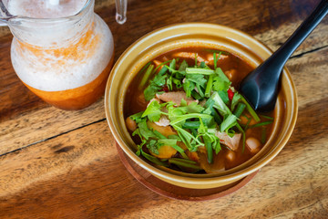 Thai tom Kha Gai, Thai soup with chicken and vegetables.