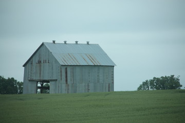 old barn in field