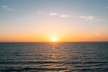 Sunset over the Pacific Ocean in La Jolla Shores, San Diego, California