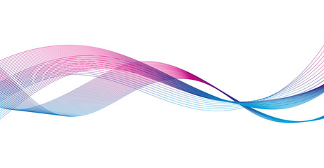 Wave of the many colored lines. Abstract wavy stripes on a white background isolated. Creative line art. Design elements created using the Blend Tool. 