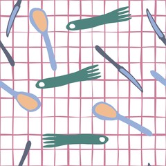 Fork, knife, Spoon seamless pattern Simple style