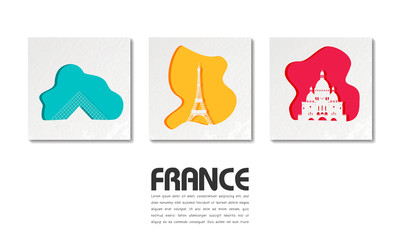 France Landmark Global Travel And Journey paper background. Vector Design Template.used for your advertisement, book, banner, template, travel business or presentation.