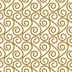 Geometric illustration in yellow and white. Vector illustration with corded swirls.