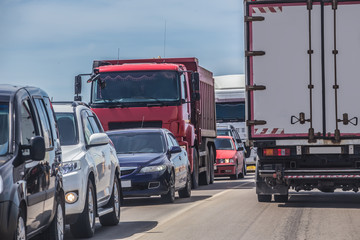 Fototapeta premium cars in traffic jam on the road