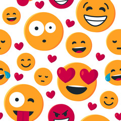 Vector seamless pattern with simple yellow emoji