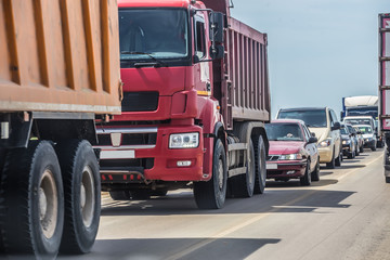 cars in traffic jam on the road