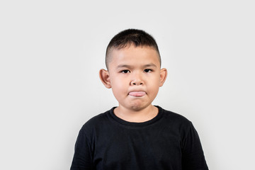 Funny portrait boy studio photo