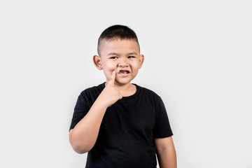 Funny portrait boy studio photo