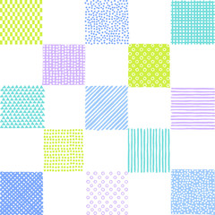 夏背景　いろいろパターンの市松模様