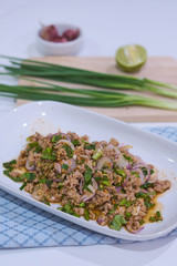 Thai food made with pork (Laab Pork)