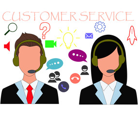 Illustration of customer service icon in flat design