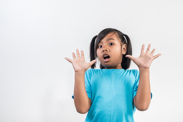 little girl acting Shout in studio shot