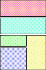 Illustration of a pale color cartoon frame with dot pattern 