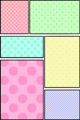 Illustration of a pale color cartoon frame with dot pattern 