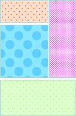Illustration of a pale color cartoon frame with dot pattern 