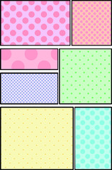 Illustration of a pale color cartoon frame with dot pattern 