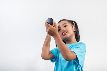 Naklejka premium Portrait little girl makeup with her face