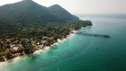 drone view of tropical island, pulau besar in malaysia