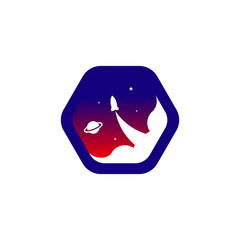Rocket Launch In Planet  Logo
