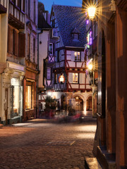 Fototapeta na wymiar Ghosts on a Medieval city street at night