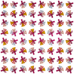 Pink Sky Colors Wrapping Paper Seamless Pattern, Illustration With Christmas Bells 3D Render, Orthographic Camera ..