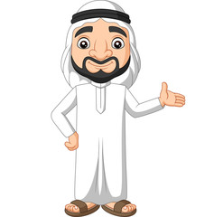 Obraz premium Cartoon Saudi Arab man waving
