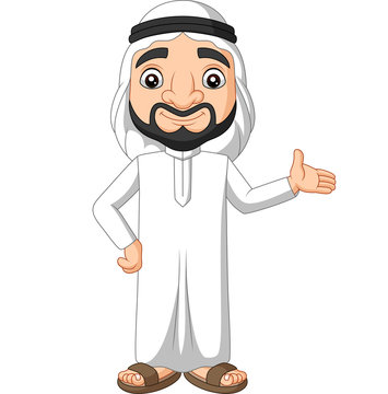 Cartoon Saudi Arab Man Waving